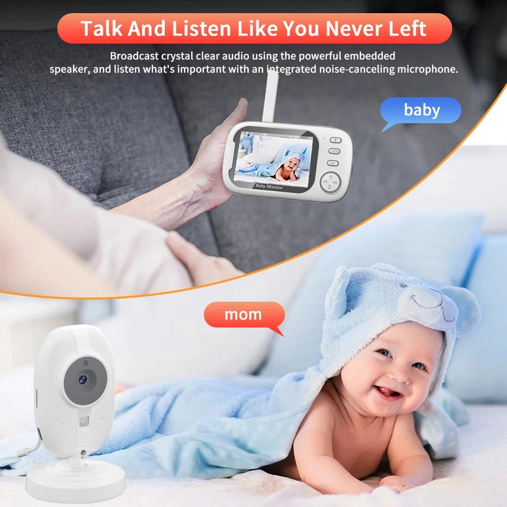 New 3.5 Inch Wireless Video Baby Monitor Night Vision Temperature Monitoring 2 Way Audio Talk Baby Nanny Security Camera