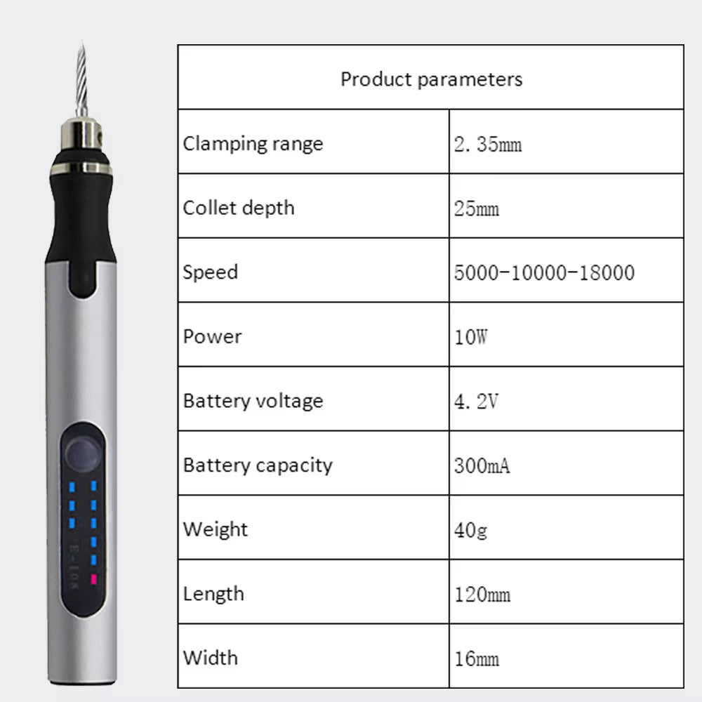 Electric Mini Grinder Engraving Pen Graveerpen Wireless Grinder with Battery Cordless Micro Rotary Tools Drill for Jewelry Metal