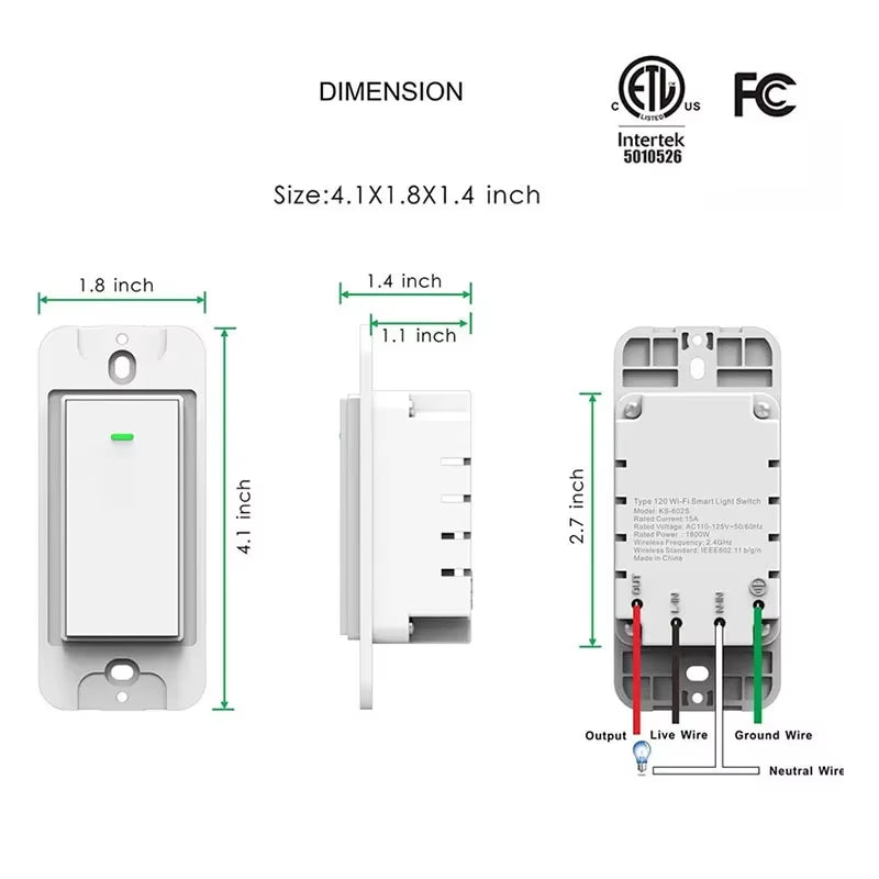 Tuya Wifi Wall Button Switch US Smart Home Wireless Light Physical Switches Voice Remote Control Works with Alexa Google Home