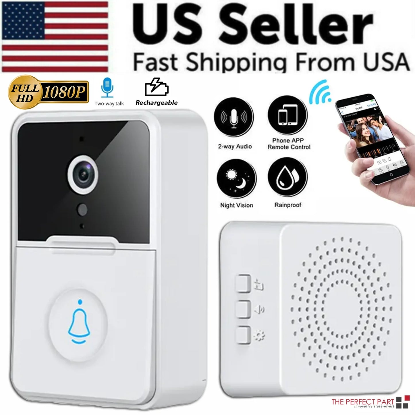 Wireless Security Smart Wifi Doorbell Intercom Video Camera Door Ring Bell Chime