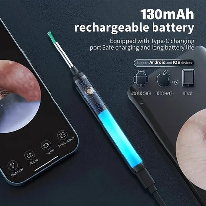 Smart Visual Ear Cleaner 1296P Ear Sticks Otoscope USB C Charging Endoscope Wax Removal Tool Earpick Mini Camera Health Care Set