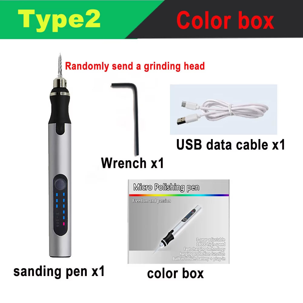 Electric Mini Grinder Engraving Pen Graveerpen Wireless Grinder with Battery Cordless Micro Rotary Tools Drill for Jewelry Metal